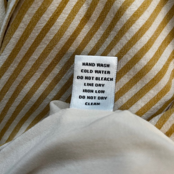 Women’s Yellow Striped Dress Adjustable Spaghetti Straps Belt Pockets Size Large - Picture 5 of 5